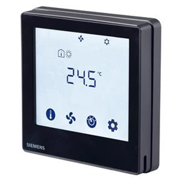 RDF800KN/VB - Flush mount touch KNX room thermostat for 2-/4-pipe FCU with on/off output and 2x universal input, fit for both round and square conduit boxes, black image 2