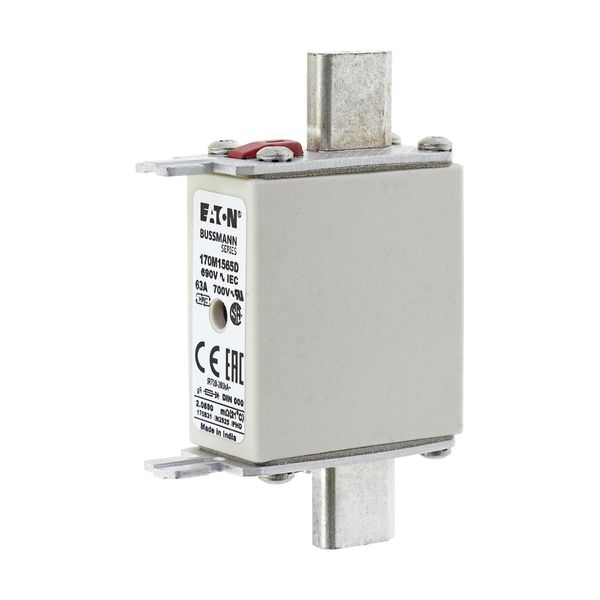 Fuse-link, high speed, 63 A, AC 690 V, DIN 000, gR, DIN, IEC, dual indicator, live gripping lugs image 7