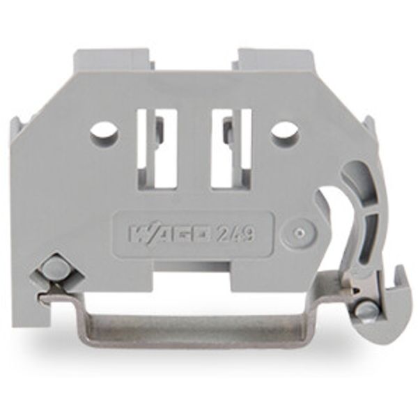Screwless end stop 6 mm wide for DIN-rail 35 x 15 and 35 x 7.5 gray image 2