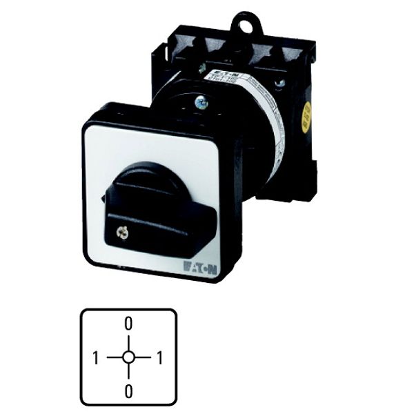 Voltmeter selector switches, T0, 20 A, rear mounting, 1 contact unit(s), Contacts: 2, 90 °, maintained, With 0 (Off) position, 0-1-0-1, Design number image 2