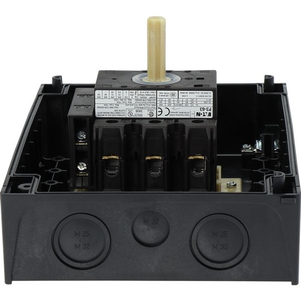 Main switch, P3, 63 A, surface mounting, 3 pole, 1 N/O, 1 N/C, STOP function, With black rotary handle and locking ring, Lockable in the 0 (Off) posit image 7