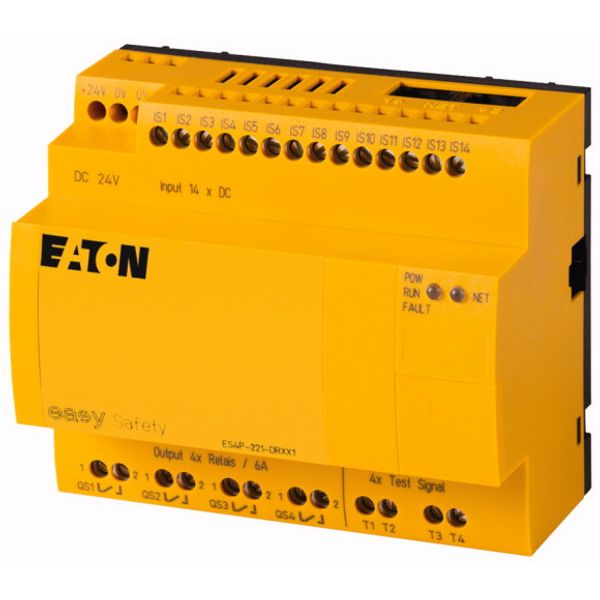 Safety relay, 24 V DC, 14DI, 4DO relays, easyNet image 1