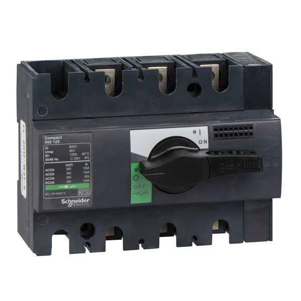 switch disconnector, Compact INS125 , 125 A, standard version with black rotary handle, 3 poles image 3