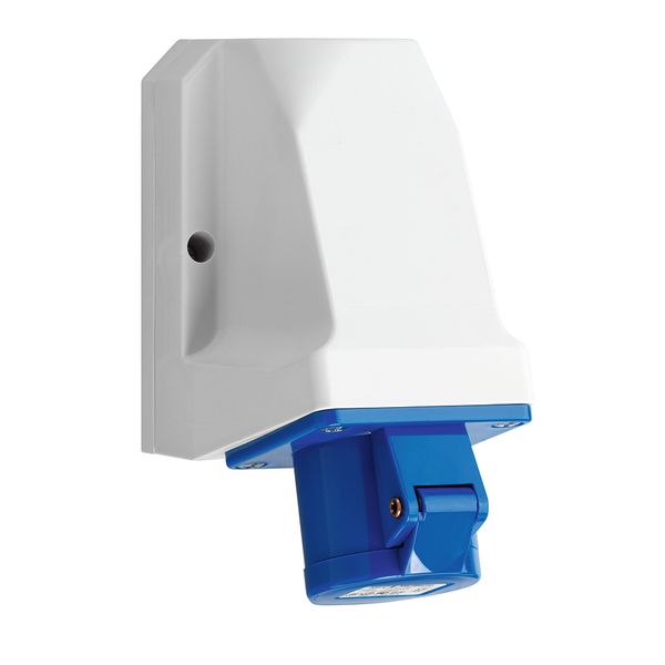 CEE wall socket, IP44, 32A, 4-pole, 230V, 9h, blue image 1