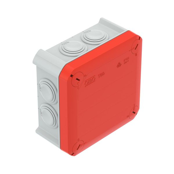 T 60 RO-LGR Junction box with entries, red cover 114x114x57 image 1