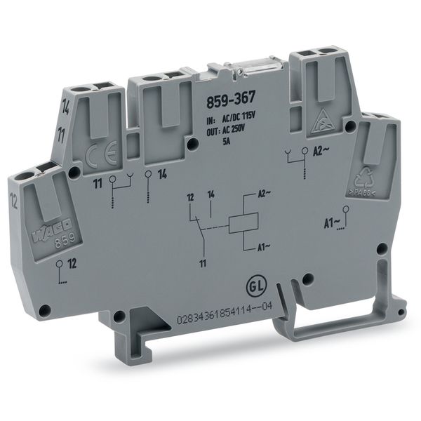 859-367 Relay module; Nominal input voltage: 115 VAC; 1 changeover contact image 3