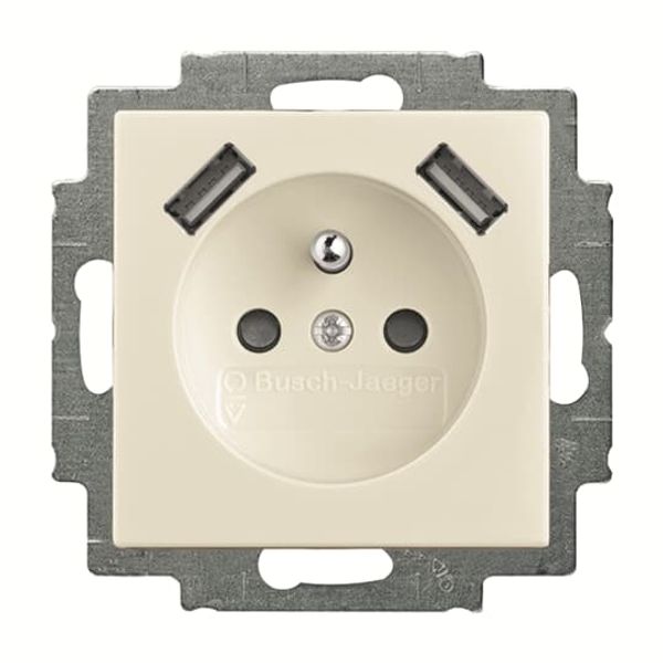 20 MUCB2USB-96-507 Socket Earthing pin with USB AA chalet white - Basic55 image 1