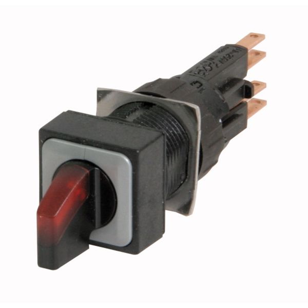 Illuminated selector switch actuator, momentary, 45°, 18 × 18 mm, 2 positions, With thumb-grip, red, with VS anti-rotation tab, without light elements image 1