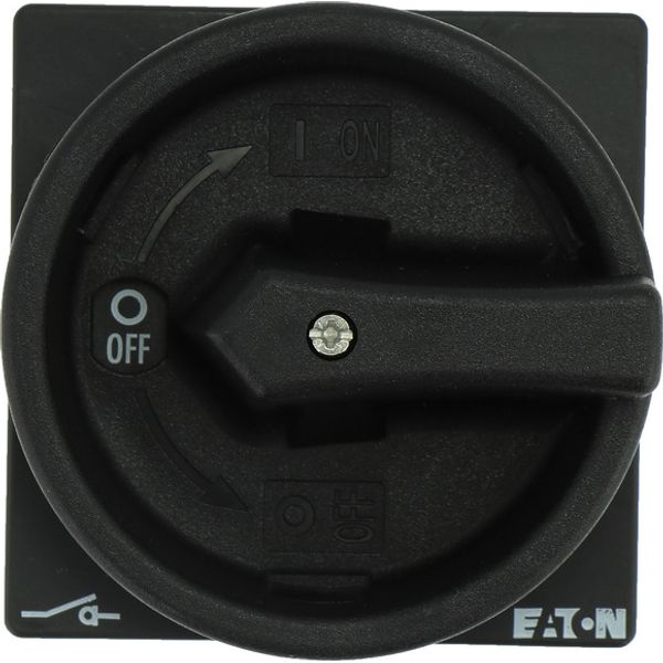 Main switch, P1, 40 A, rear mounting, 3 pole + N, STOP function, With black rotary handle and locking ring, Lockable in the 0 (Off) position, With met image 1