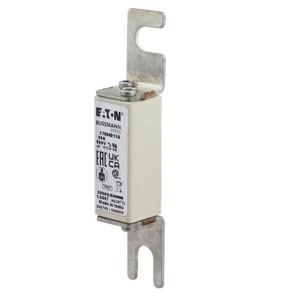 Fuse-link, high speed, 80 A, AC 660 V, size 0000, 18 x 19 x 100 mm, aR, UL image 19