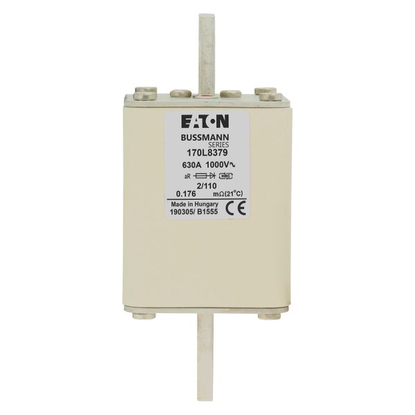 Fuse-link, high speed, 630 A, AC 1000 V, Size 2, 61 x 61 x 141 mm, aR, DIN, IEC, single indicator image 9