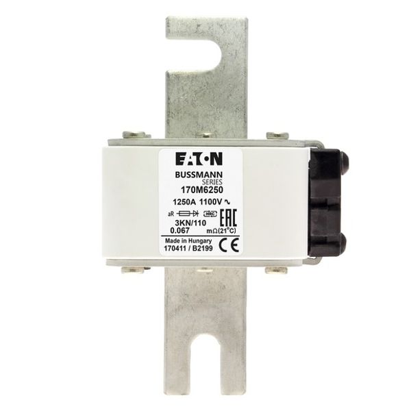 Fuse-link, high speed, 1250 A, AC 1100 V, size 3, 76 x 92 x 139 mm, aR, DIN, IEC, single indicator image 2