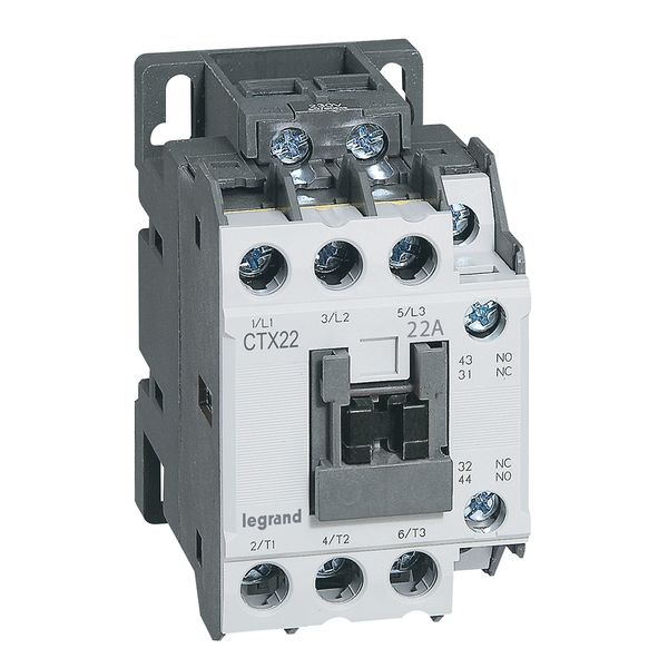 3-pole contactors CTX³ 22 - 22 A - 415 V~ - 1 NO + 1 NC - screw terminals image 1