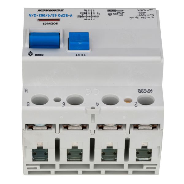 Residual current circuit breaker 63A, 4-p, 30mA, type A,G,V image 1