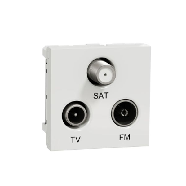 TV/FM/SAT socket, New Unica, mechanism, 2 modules, male IEC 9.52 mm, IP20, white image 1