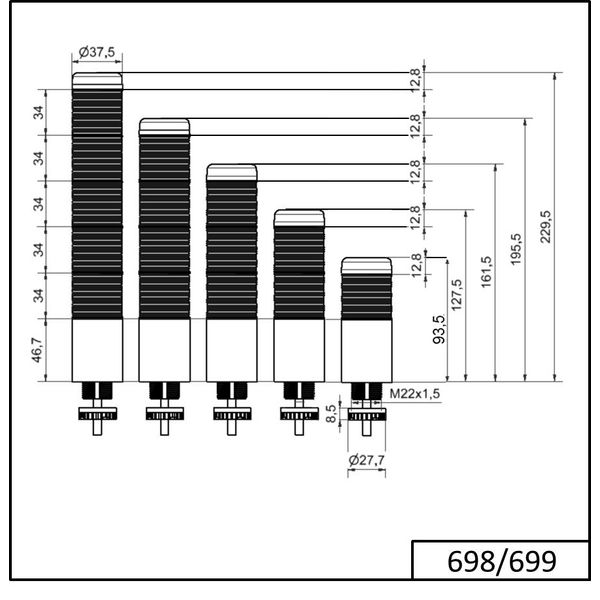 K37 cable EM 24VAC/DC BU/GN/YE/RD image 3