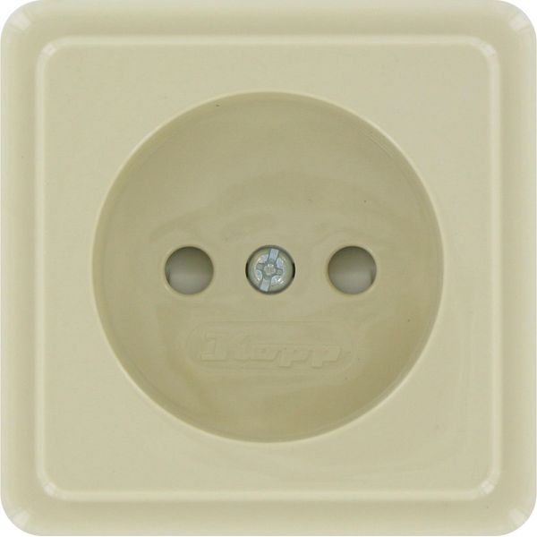 Surface mount socket outlet without earth, 1-fold,withshutter, arctic- cream image 1