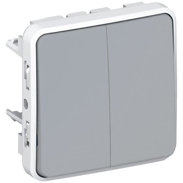 Switch Plexo IP 55 - 2 gang 2-way - 10 AX - 250 V~ - modular - grey image 2