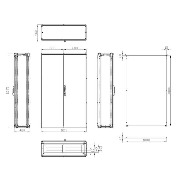 Modular enclosure 2 door IP54 H=2000 W=1200 D=400 mm image 3