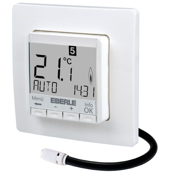 Clock thermostat as floor controller, AC 230V, 1 make contact 16 A, white backlighting image 1