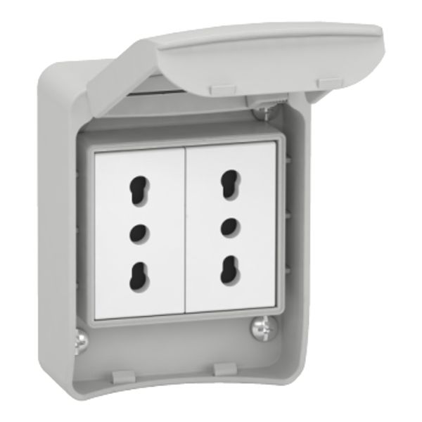 PratiKa socket - grey - 2P + E - 10/16 A - 250 V - Italian - IP65 - surface image 2