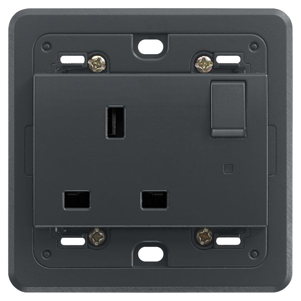 Switched 2P+E 13A English outlet grey image 1
