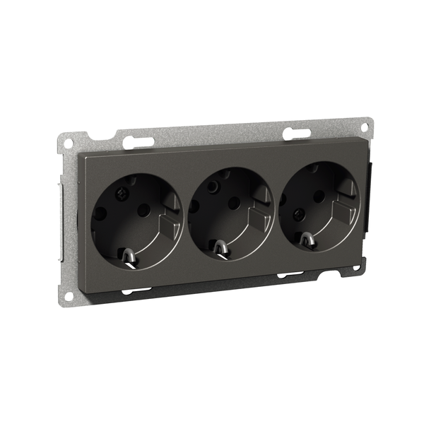 Exxact triple socket-outlet earthed screw anthracite image 4