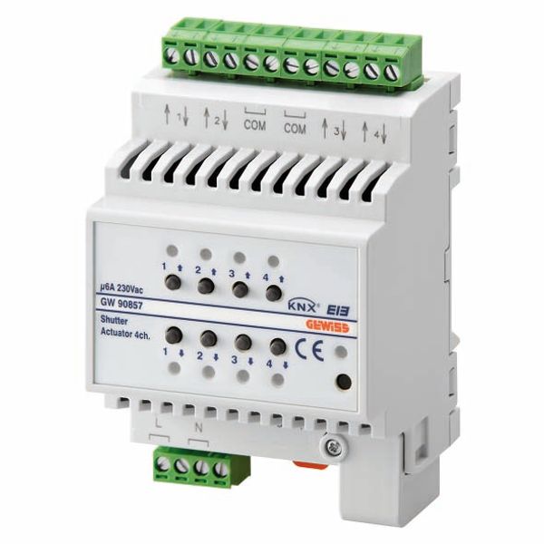 ACTUATOR FOR ROLLER SHUTTERS - 4 CHANNELS - 6A - KNX - IP20 - 4 MODULES - DIN RAIL MOUNTING image 2