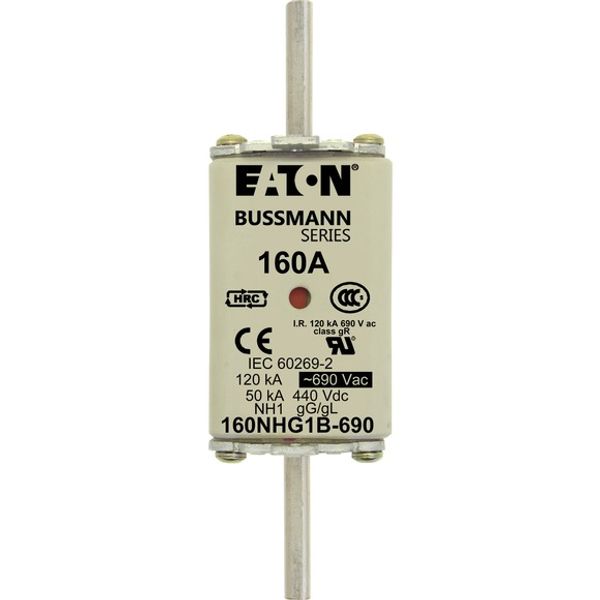 Fuse-link, low voltage, 160 A, AC 500 V, NH1, gL/gG, IEC, dual indicator image 2