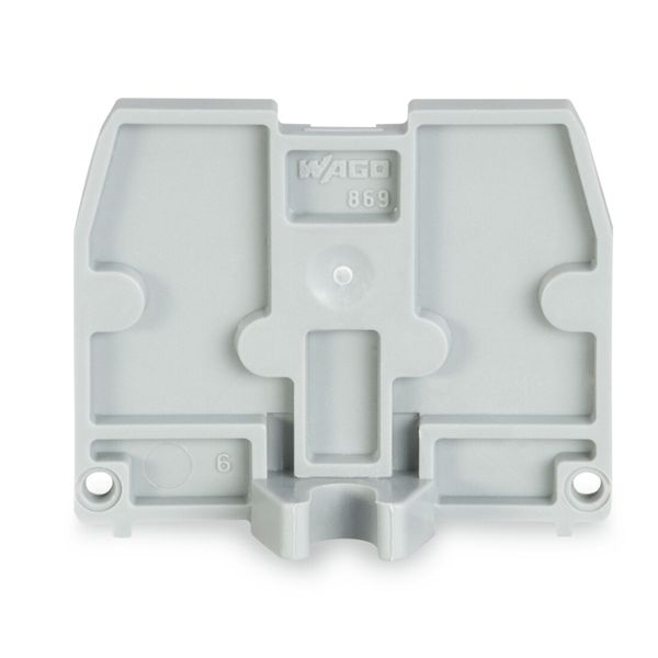 End plate with fixing flange M4 2.5 mm thick gray image 1