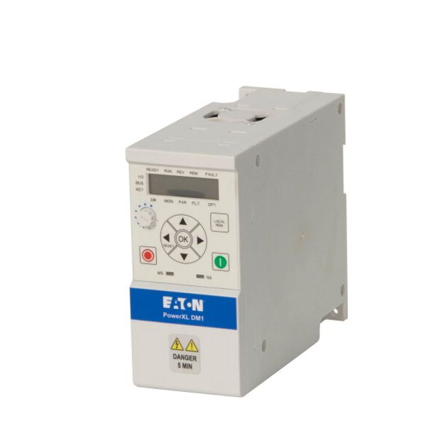 Variable frequency drive, 115 V AC, single-phase, 3 A, 0.37 kW, IP20/NEMA0, 7-digital display assembly, Setpoint potentiometer, Brake chopper, FS1 image 1