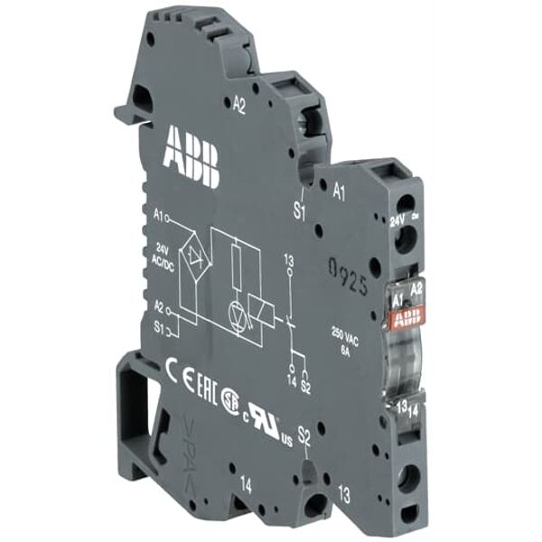 RBR111R-24VUC Interface relay R600 1n/o,A1-A2=24VAC/DC,5-250VAC/60mA-6A, with integrated output contact protection image 4