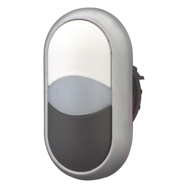 Double actuator pushbutton, RMQ-Titan, Actuators and indicator lights non-flush, momentary, White lens, white, black, Blank, Bezel: titanium image 2