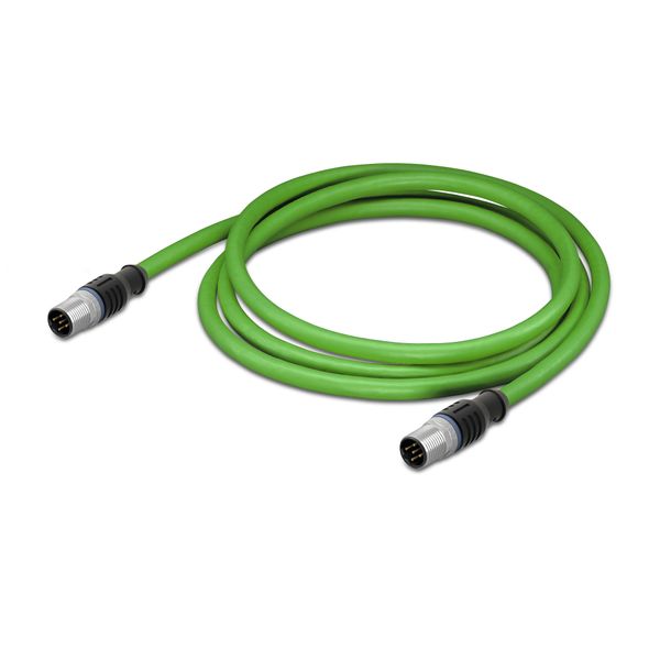 ETHERNET cable M12D plug straight M12D plug straight green image 1