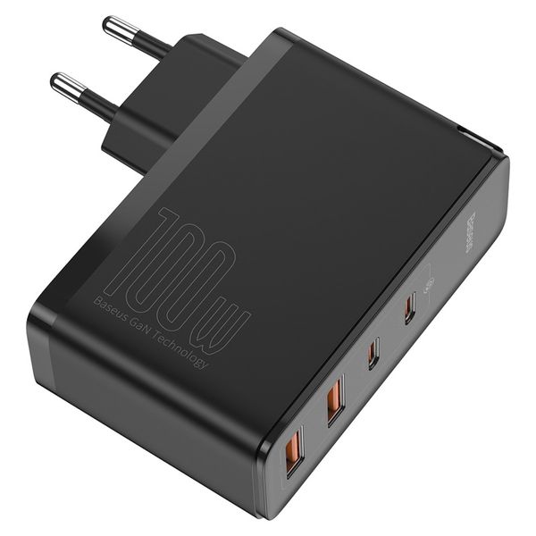 Wall Quick Charger GaN2 Pro 100W 2xUSB + 2xUSB-C QC4+ PD3.0 with USB-C Cable, Black image 3