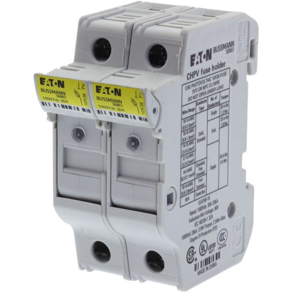 Fuse-holder, LV, 32 A, DC 1000 V, 10 x 38 mm, gPV, 2P, UL, IEC, indicating, DIN rail mount image 4