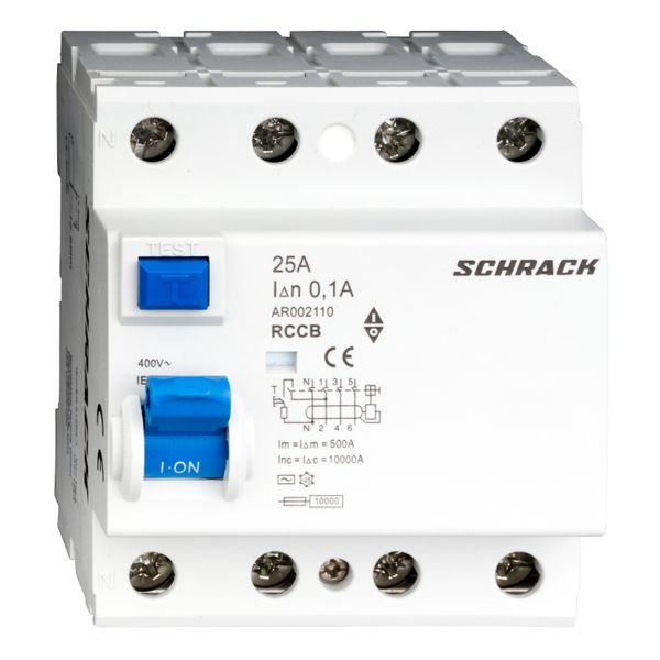 Residual Current Circuit Breaker 10kA, 25A, 4-pole, 100mA image 7