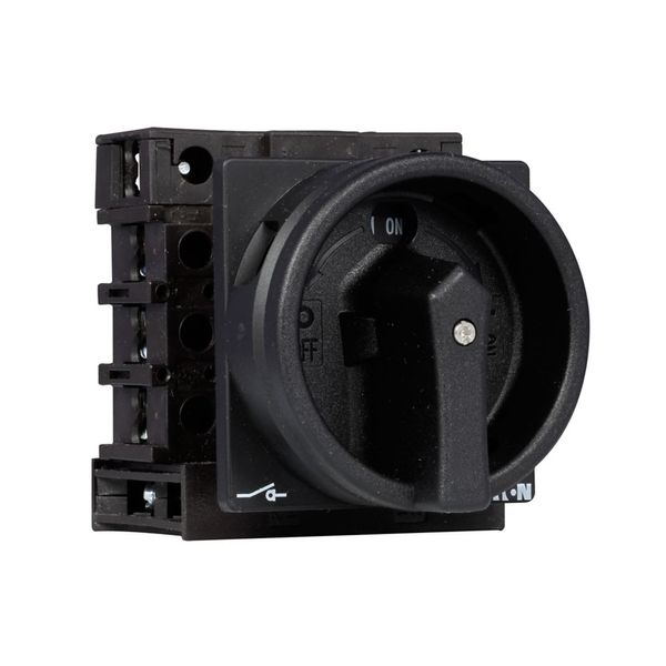 Main switch, P1, 25 A, flush mounting, 3 pole + N, 1 N/O, 1 N/C, STOP function, With black rotary handle and locking ring, Lockable in the 0 (Off) pos image 7