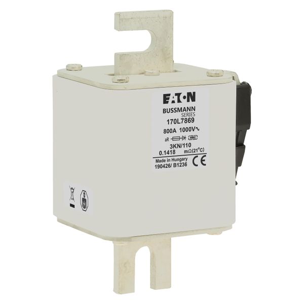 Fuse-link, high speed, 800 A, AC 1000 V, Size 3, 74 x 92 x 141 mm, aR, IEC, single indicator image 15