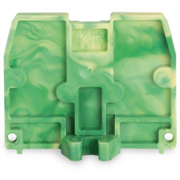 End plate with fixing flange M3 2.5 mm thick green-yellow image 2