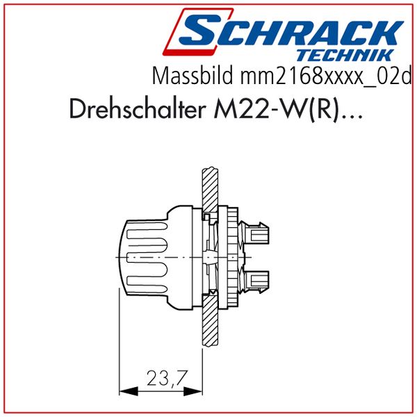 Knob switch, 3 pos. 60ø stay-put, `I-0-IIï, rotary head image 2