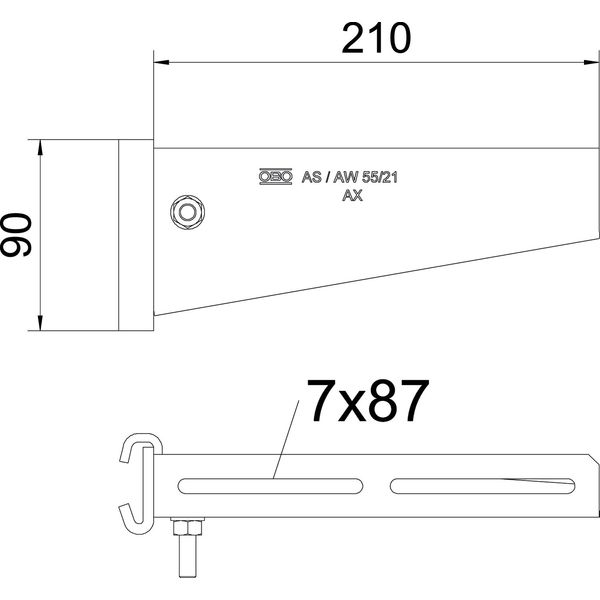 AS 55 21 FT Support bracket for IS 8 support B210mm image 2
