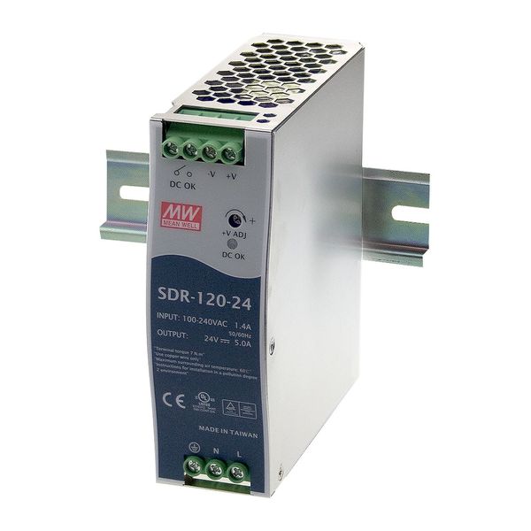 SDR-120-24 DIN rail power supply, 120W, 24V, 5A, MEAN WELL image 1