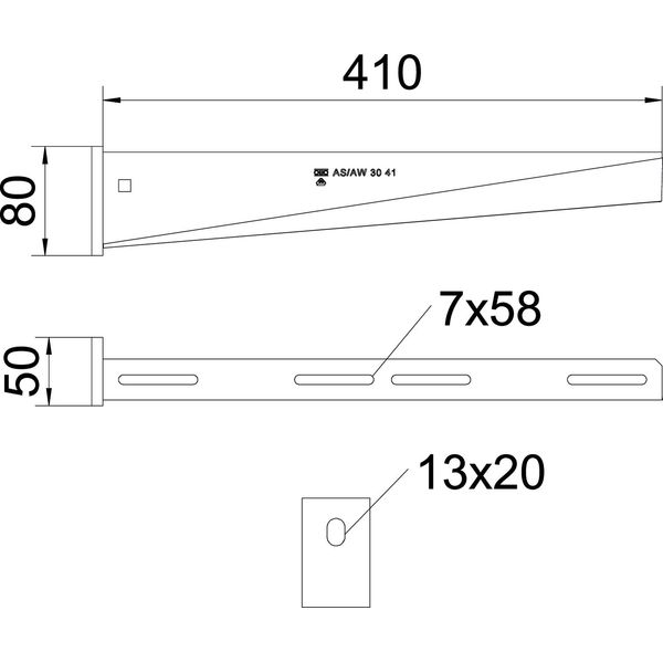 AW 30 41 A4 Wall and support bracket with welded head plate B410mm image 2