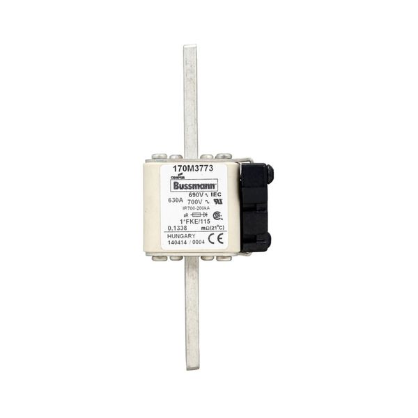 Fuse-link, high speed, 630 A, AC 690 V, compact size 1, 45 x 59 x 148 mm, aR, IEC, UL, single indicator image 3