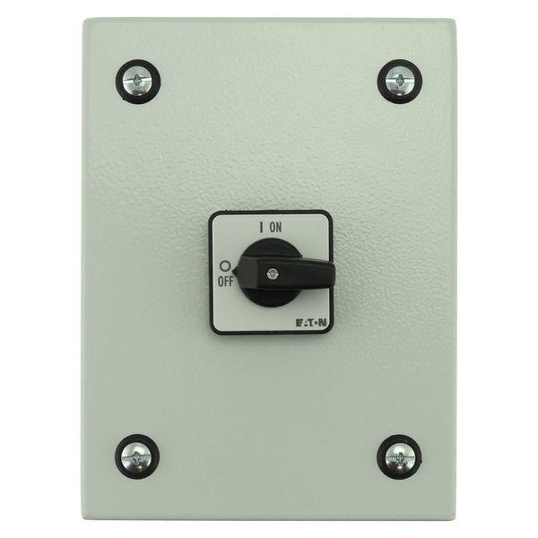 On-Off switch, P1, 40 A, 3 pole + N, surface mounting, with black thumb grip and front plate, in steel enclosure image 11