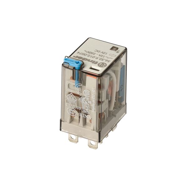 Miniature power Rel. 2CO 12A/12VDC/Agni/Test button/LED/Mech.ind. (56.32.9.012.0074) image 5