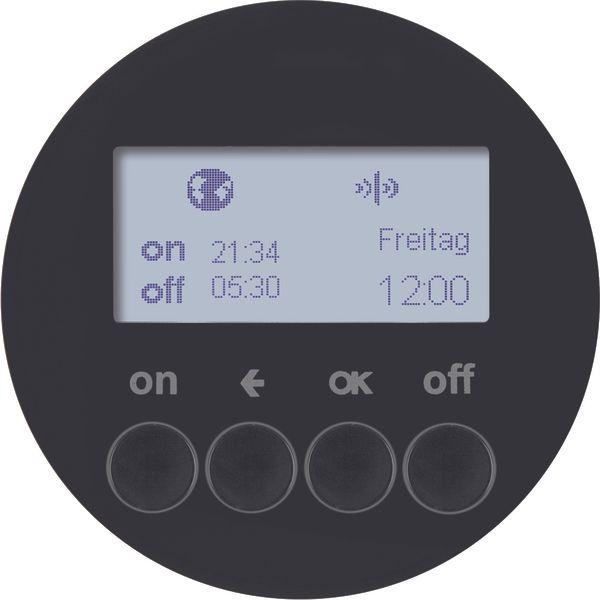 KNX radio timer quicklink, display, R.1/R.3/1930/R.cl., black glossy image 1