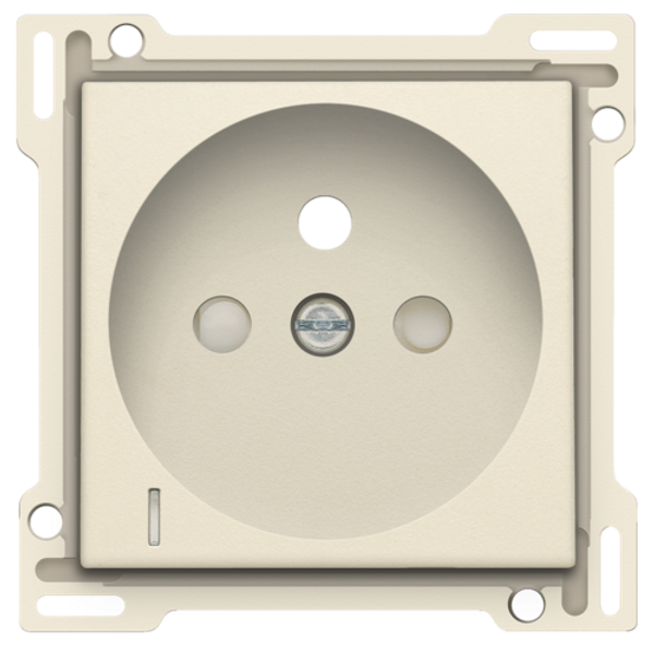 Finishing set with transparent lens for socket outlet with voltage indication, pin earthing and shutters, flush-mounting depth of 28.5mm, cream image 1