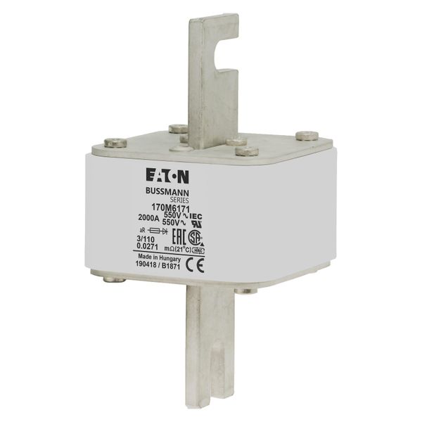 Fuse-link, high speed, 1800 A, AC 550 V, DIN 3, 76 x 90 x 139 mm, aR, DIN, IEC, single indicator image 6